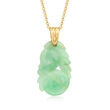 C. 1980 Vintage Carved Jade Pendant Necklace in 14kt Yellow Gold