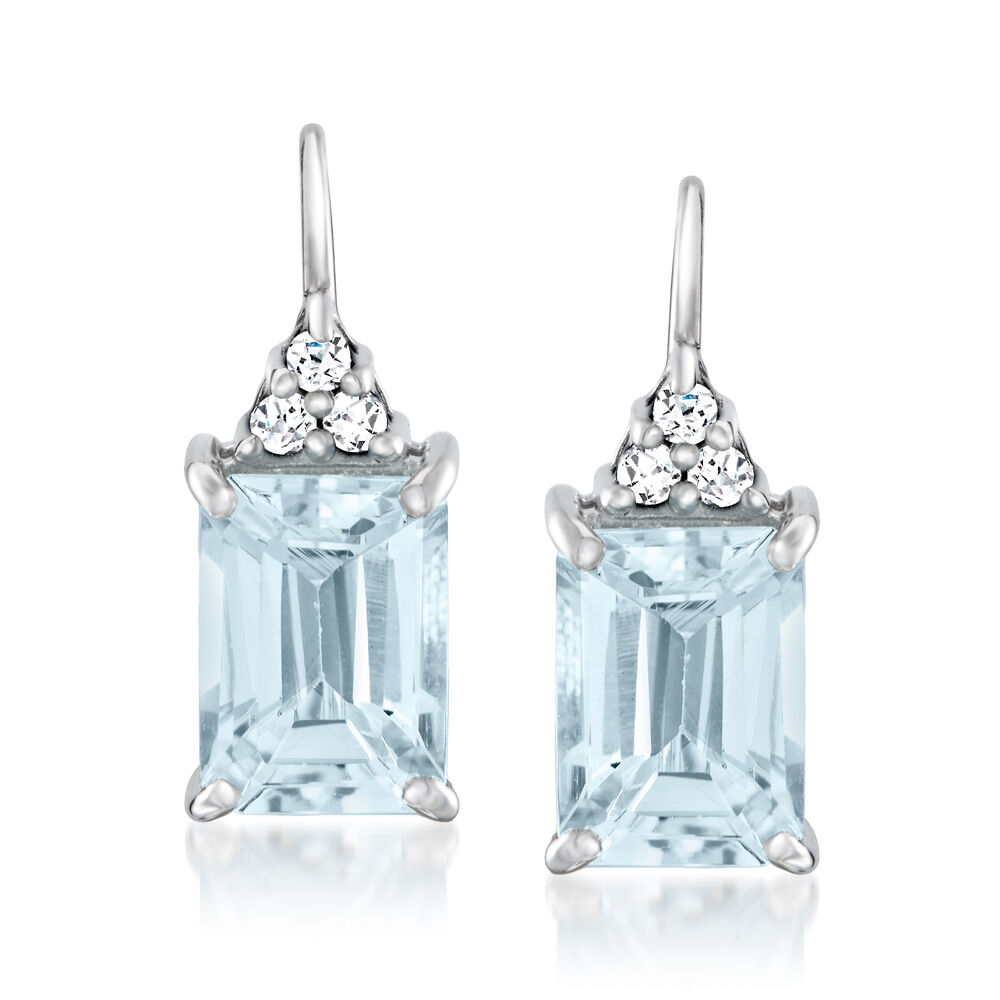 1.50 ct. t.w. Aquamarine Drop Earrings with Diamond Accents in 14kt ...