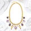 Italian Amethyst and Cultured Pearl Necklace in 18kt Gold Over Sterling