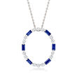 .30 ct. t.w. Sapphire and .16 ct. t.w. Diamond Eternity Circle Pendant Necklace in 14kt White Gold