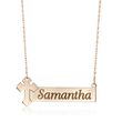 14kt Yellow Gold Name Bar Necklace with Cross