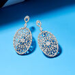 .50 ct. t.w. Diamond Floral Filigree Drop Earrings in 14kt White Gold
