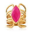 9x18mm Pink Agate Ring in 18kt Gold Over Sterling