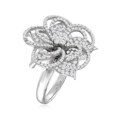 2.25 ct. t.w. Diamond Loopy Floral Ring in 14kt White Gold