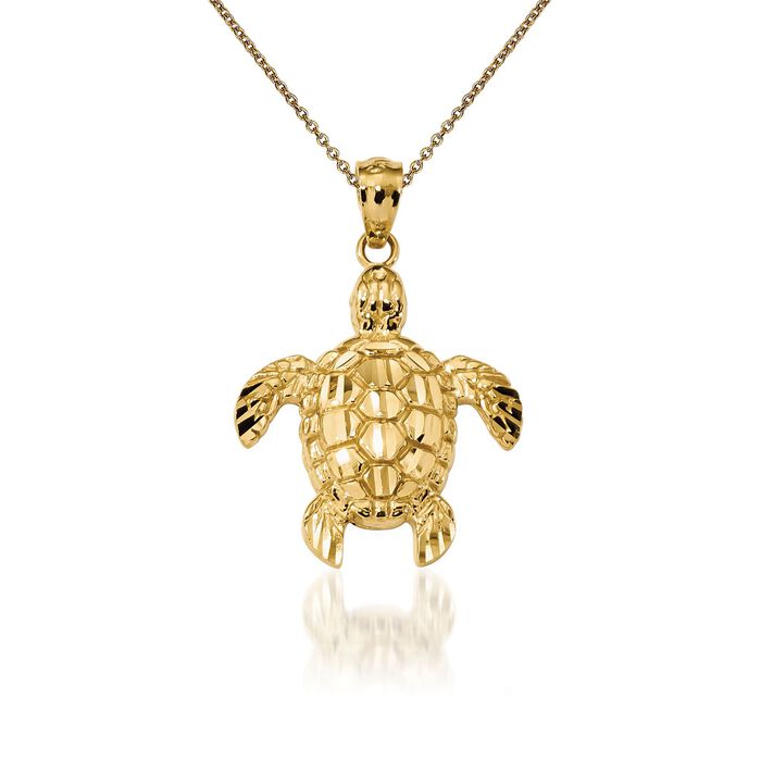 14kt Yellow Gold Sea Turtle Pendant Necklace