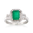 1.60 Carat Emerald and .31 ct. t.w. Diamond Ring in 14kt White Gold