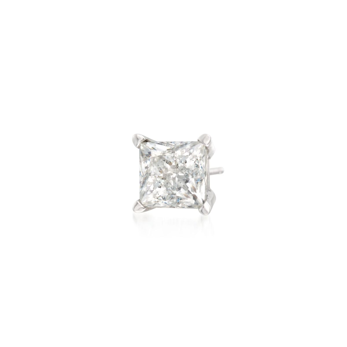 1 00 Carat Princess Cut Diamond Single Stud Earring In 14kt White