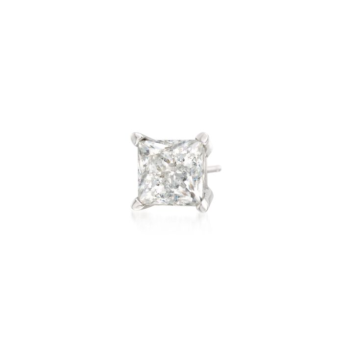 1.00 Carat Princess-Cut Diamond Single Stud Earring in 14kt White Gold