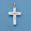 White Agate Cross Pendant with 14kt Yellow Gold