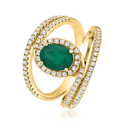1.10 Carat Emerald Ring with .52 ct. t.w. Diamonds in 14kt Yellow Gold