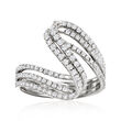 .75 ct. t.w. Diamond Three-Row Wave Ring in Sterling Silver