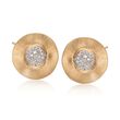 14kt Yellow Gold Wavy Disc Earrings with Diamond Accents