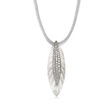 C. 1990 Vintage 22.00 Carat Rock Crystal Quartz and .44 ct. t.w. Diamond Necklace in 18kt White Gold with Silk Cord