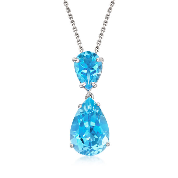 8.50 ct. t.w. Swiss Blue Topaz Drop Pendant Necklace in Sterling Silver