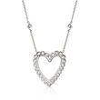 C. 1990 Vintage 1.25 ct. t.w. Diamond Open-Space Heart Station Necklace in 14kt White Gold