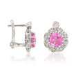 C. 1990 Vintage 2.00 ct. t.w. Pink Sapphire and .35 ct. t.w. Diamond Earrings in 14kt White Gold 
