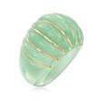 Carved Jade Shrimp Ring with 14kt Yellow Gold