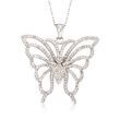 1.85 ct. t.w. CZ Butterfly Pendant Necklace in Sterling Silver
