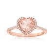 1.00 ct. t.w. Pink Morganite and .15 ct. t.w. Diamond Heart Ring in 14kt Rose Gold