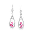 1.20 ct. t.w. Ruby and .96 ct. t.w. Diamond Pear-Shaped Hoop Drop Earrings in 14kt White Gold