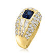 C. 1990 Vintage 1.19 Carat Sapphire Ring with 2.63 ct. t.w. Diamonds in 18kt Yellow Gold