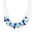 Blue and White Multi-Stone Necklace with 1.00 ct. t.w. Diamonds in Sterling Silver