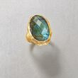 Oval Labradorite Textured and Polished Ring in 18kt Gold Over Sterling