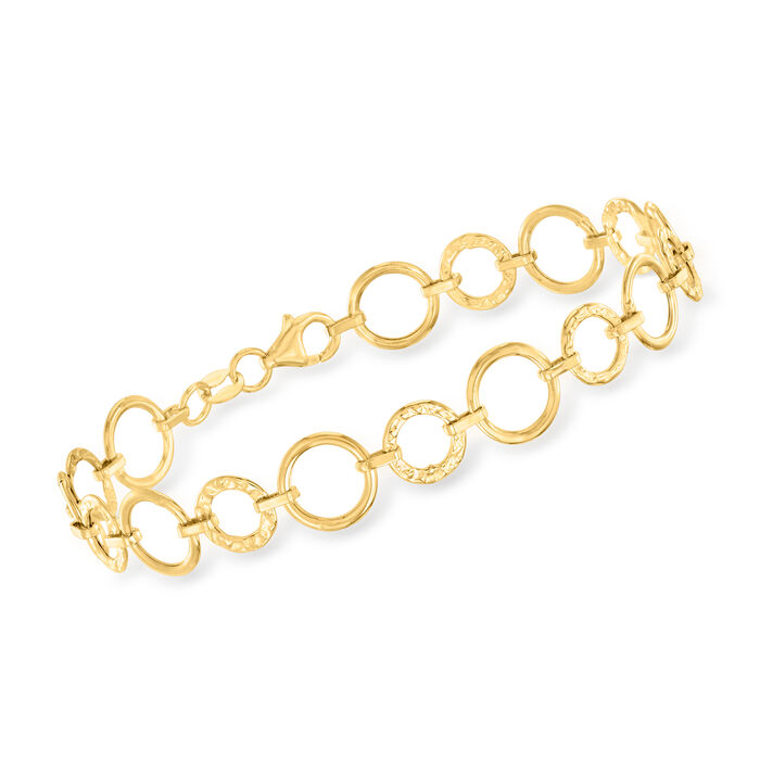 Italian 18kt Yellow Gold Circle-Link Bracelet
