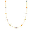 C. 1990 Vintage 8.70 ct. t.w. Multicolored Sapphire Station Necklace in 18kt Yellow Gold