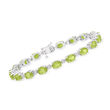 12.00 ct. t.w. Peridot Tennis Bracelet with Diamond Accents in Sterling Silver