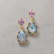 Labradorite and 6.00 ct. t.w. Amethyst Drop Earrings in Two-Tone Sterling Silver 