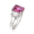 3.70 Carat Pink Sapphire and .92 ct. t.w. Diamond Ring in 18kt White Gold