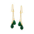 14.00 ct. t.w. Emerald Double-Drop Earrings in 14kt Yellow Gold