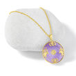 Purple Jade &quot;Good Fortune&quot; Butterfly Pendant Necklace in 18kt Gold Over Sterling