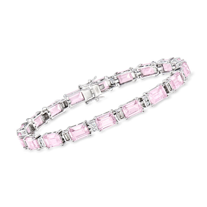 20.00 ct. t.w. Simulated Pink Sapphire and .50 ct. t.w. CZ Bracelet in Sterling Silver