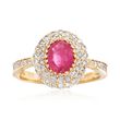1.20 Carat Ruby and .73 ct. t.w. Diamond Ring in 14kt Yellow Gold