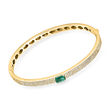 .60 Carat Emerald and 1.00 ct. t.w. Diamond Bangle Bracelet in 14kt Yellow Gold