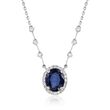 3.20 Carat Sapphire and .48 ct. t.w.  Diamond Station-Style Pendant Necklace in 14kt White Gold