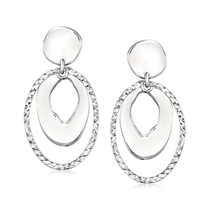 Sterling Silver Double-Oval Drop Earrings