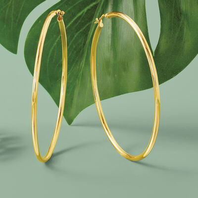 Italian 2mm 18kt Yellow Gold Hoop Earrings 