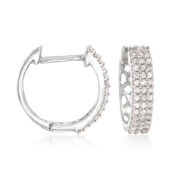 .25 ct. t.w. Diamond Huggie Hoop Earrings in 14kt White Gold