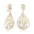 Opal and .73 ct. t.w. Diamond Earrings in 14kt Yellow Gold