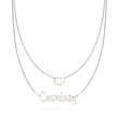 Sterling Silver Personalized Name and Heart Layered Necklace