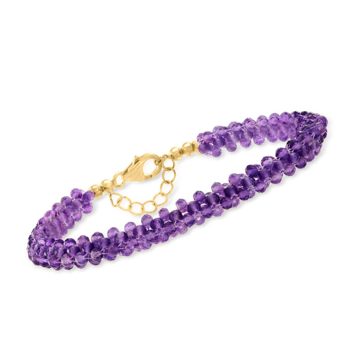 30.00 ct. t.w. Amethyst Bead Bracelet with 18kt Gold Over Sterling
