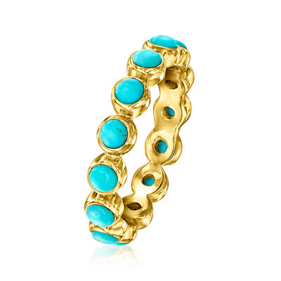 Turquoise Eternity Band in 18kt Gold Over Sterling