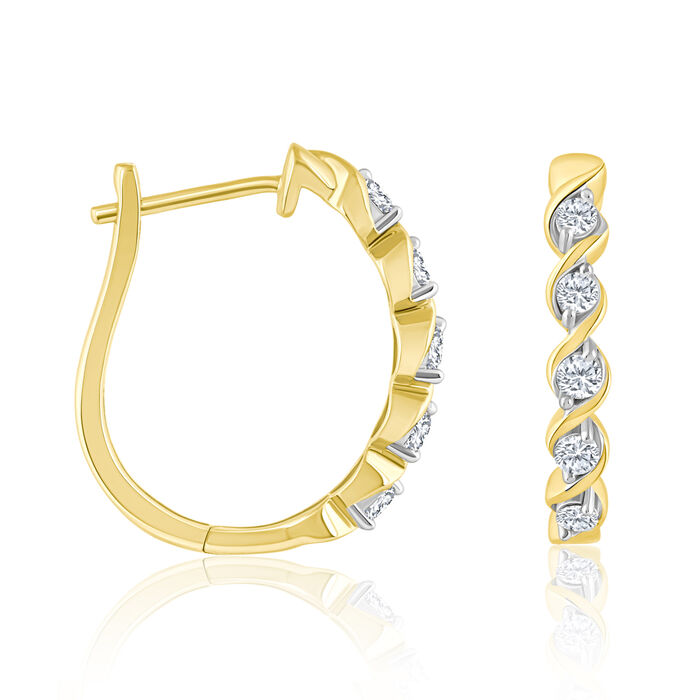.32 ct. t.w. Diamond Twisted Hoop Earrings in 14kt Yellow Gold