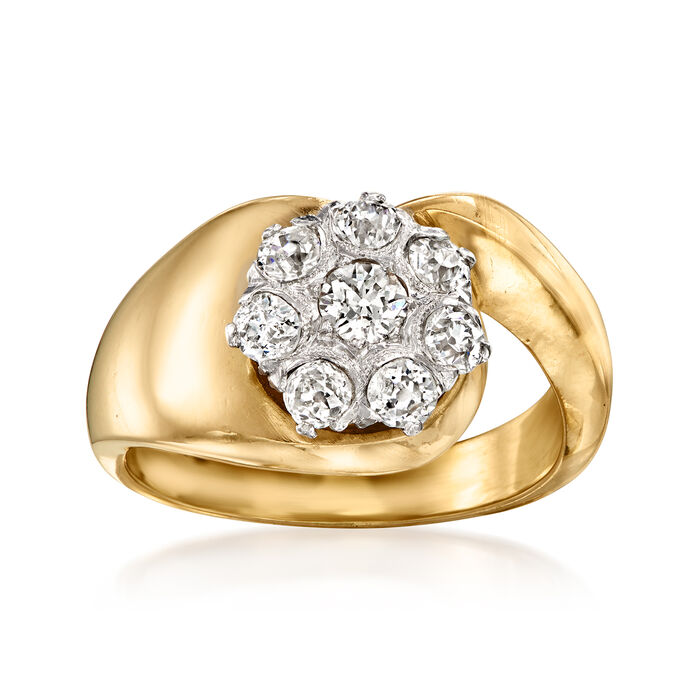 C. 1960 Vintage .50 ct. t.w. Diamond Flower Ring in 14kt Yellow Gold