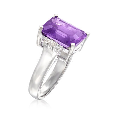 4.40 Carat Amethyst Ring with .10 ct. t.w. White Topaz in Sterling Silver