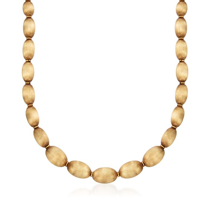 C. 1960 Vintage 18kt Yellow Gold Textured Oval Bead Necklace