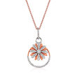 C. 1990 Vintage Giantti .43 ct. t.w. Diamond Flower Pendant Necklace in 18kt Rose Gold